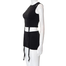 Load image into Gallery viewer, Sexy Women Two-piece Slim Tight Sleeveless Tube Crop Top Navel Smocked Vest + Slim Skirt Casual Solid Color Suit
