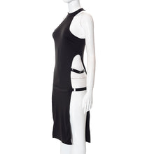 Load image into Gallery viewer, Summer Sleeveless Cutout Side Slit High Waist Dress Solid Color Pullover Halterneck Super Sexy Hollow Side Beauty Dress
