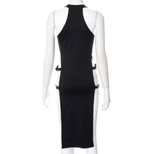 Load image into Gallery viewer, Summer Sleeveless Cutout Side Slit High Waist Dress Solid Color Pullover Halterneck Super Sexy Hollow Side Beauty Dress

