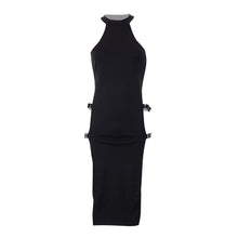 Load image into Gallery viewer, Summer Sleeveless Cutout Side Slit High Waist Dress Solid Color Pullover Halterneck Super Sexy Hollow Side Beauty Dress
