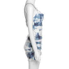 Load image into Gallery viewer, Sexy Low Cut Smocked Slit Dress Tie-dye Personality Graffiti Print Slip Dress Slim Fit Women Suspender Skirt
