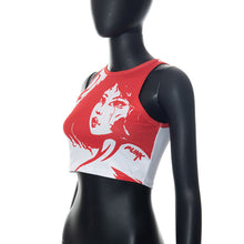 Load image into Gallery viewer, Portrait Printed Sleeveless Crop Tank Top Vest Round Neck T-shirt Pullover Slim Fit Summer Beauty Ribbed Knit Tops
