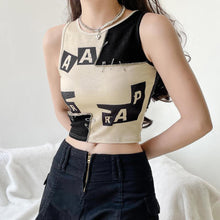 Load image into Gallery viewer, Personalised Needles Letter Print Stitched Colorblock Crewneck Tank Tops Sleeveless T-shirts Round Neck Vest
