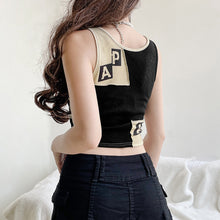 Load image into Gallery viewer, Personalised Needles Letter Print Stitched Colorblock Crewneck Tank Tops Sleeveless T-shirts Round Neck Vest

