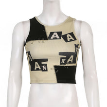 Load image into Gallery viewer, Personalised Needles Letter Print Stitched Colorblock Crewneck Tank Tops Sleeveless T-shirts Round Neck Vest
