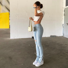 Load image into Gallery viewer, Large Area Open Back Chain Short Sleeve T-shirt Street Style Hot Girl Solid Color Backless Slim Sexy White Tops
