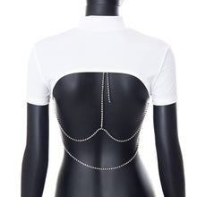 Load image into Gallery viewer, Large Area Open Back Chain Short Sleeve T-shirt Street Style Hot Girl Solid Color Backless Slim Sexy White Tops
