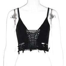 Load image into Gallery viewer, Y2k Fashion Solid Color V-neck Slim Hollow Sling Tube Top Women Summer Tight Low Cut Shirt Crop Tops
