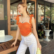Load image into Gallery viewer, Solid Color Lace-up Sleeveless Side Cutout Umbilical Mesh Crop Top Pullover Women Sexy Slim Tank Tops
