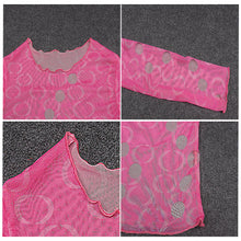 Load image into Gallery viewer, Polka Dot Ripped Tops Hollow See-through Fashion Printed Cutout Sheer Cropped Navel Long Sleeve Slim Female T-shirt
