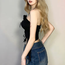 Load image into Gallery viewer, Off-shoulder Sleeveless Crop Tank Top Solid Color Sexy Halter Neck Hollow Summer Fashion Strappy Vest
