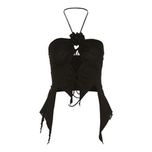 Load image into Gallery viewer, Off-shoulder Sleeveless Crop Tank Top Solid Color Sexy Halter Neck Hollow Summer Fashion Strappy Vest
