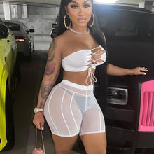 Load image into Gallery viewer, Sexy See-through Mesh Highwaist Hip-lifting Shorts Black White Perspective Thin Yoga Sports Casual Pants
