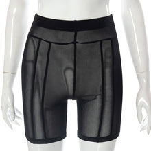 Load image into Gallery viewer, Sexy See-through Mesh Highwaist Hip-lifting Shorts Black White Perspective Thin Yoga Sports Casual Pants
