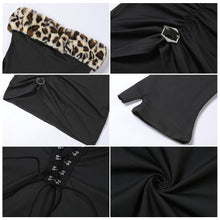 Load image into Gallery viewer, Fashion Slim Fit Pleated Ruched Sexy Off Shoulder Leopard Print Dress Backless With Sleeves Women's Clothing
