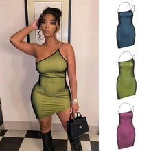 Load image into Gallery viewer, Lowcut Lace-up Sexy Backless Slim Fit High Waist Hip Skirt Halterneck Off-shoulder Solid Color Dress
