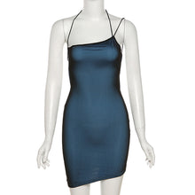 Load image into Gallery viewer, Lowcut Lace-up Sexy Backless Slim Fit High Waist Hip Skirt Halterneck Off-shoulder Solid Color Dress
