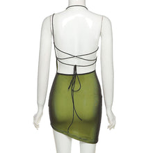 Load image into Gallery viewer, Lowcut Lace-up Sexy Backless Slim Fit High Waist Hip Skirt Halterneck Off-shoulder Solid Color Dress
