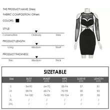 Load image into Gallery viewer, Round Neck Off-shoulder Sling Mesh Long Sleeve Panel Sexy Waist Cutout Dress Slim Fit Strappy Short Dress
