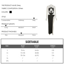 Load image into Gallery viewer, French Suspender Halterneck Off-shoulder High Waist Slit Maxi Dress Solid Color Slim Fit Hollow Ripped Long Dress
