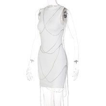 Load image into Gallery viewer, Fashion Sexy Chain Decoration Round Neck Sleeveless Off-shoulder Tight Waist Hip Slim Fit Short Dress
