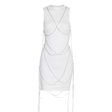 Load image into Gallery viewer, Fashion Sexy Chain Decoration Round Neck Sleeveless Off-shoulder Tight Waist Hip Slim Fit Short Dress
