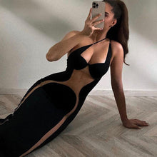 Load image into Gallery viewer, Summer Fashion Panelled Color Lowcut Sexy Halterneck Lace-up Open Back Off-shoulder Slim Fit Dress
