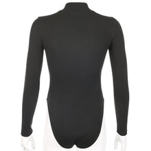 Load image into Gallery viewer, High Round Neck Skinny Sexy Black Slim Fit Long Sleeve Mesh See-through One Piece Bodysuit T-shirt

