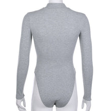 Load image into Gallery viewer, High Round Neck Skinny Sexy Black Slim Fit Long Sleeve Mesh See-through One Piece Bodysuit T-shirt
