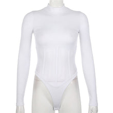 Load image into Gallery viewer, High Round Neck Skinny Sexy Black Slim Fit Long Sleeve Mesh See-through One Piece Bodysuit T-shirt
