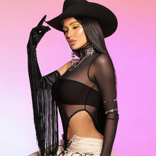 Load image into Gallery viewer, Turtleneck Sexy See-through Onesies Bodysuit Single-sleeve Mesh Hollow Perspective Shirt Jumpsuit
