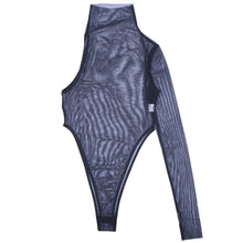 Load image into Gallery viewer, Turtleneck Sexy See-through Onesies Bodysuit Single-sleeve Mesh Hollow Perspective Shirt Jumpsuit
