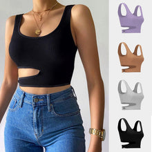 Load image into Gallery viewer, Sleeveless U-neck Solid Color Tight Waist Slim Solid Color Knit Sweater Summer Top Vest

