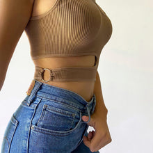 Load image into Gallery viewer, Sleeveless U-neck Solid Color Tight Waist Slim Solid Color Knit Sweater Summer Top Vest
