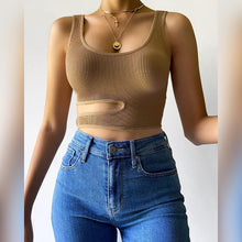 Load image into Gallery viewer, Sleeveless U-neck Solid Color Tight Waist Slim Solid Color Knit Sweater Summer Top Vest
