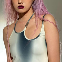 Load image into Gallery viewer, Hot Girls Irregular Halterneck Spaghetti Straps Cool Metal T-shirt Top Contrast Colors Suspenders Vest
