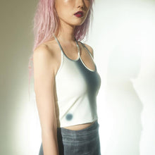 Load image into Gallery viewer, Hot Girls Irregular Halterneck Spaghetti Straps Cool Metal T-shirt Top Contrast Colors Suspenders Vest
