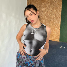 Load image into Gallery viewer, Round Neck Cropped Navel T-shirt Necklace Print Slim Fit Summer Sleeveless Multiple Color Top Vest
