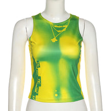 Load image into Gallery viewer, Round Neck Cropped Navel T-shirt Necklace Print Slim Fit Summer Sleeveless Multiple Color Top Vest
