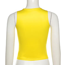 Load image into Gallery viewer, Round Neck Cropped Navel T-shirt Necklace Print Slim Fit Summer Sleeveless Multiple Color Top Vest
