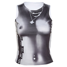 Load image into Gallery viewer, Round Neck Cropped Navel T-shirt Necklace Print Slim Fit Summer Sleeveless Multiple Color Top Vest
