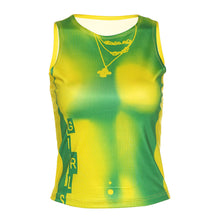 Load image into Gallery viewer, Round Neck Cropped Navel T-shirt Necklace Print Slim Fit Summer Sleeveless Multiple Color Top Vest
