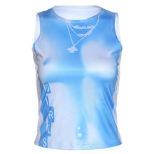 Load image into Gallery viewer, Round Neck Cropped Navel T-shirt Necklace Print Slim Fit Summer Sleeveless Multiple Color Top Vest
