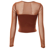 Load image into Gallery viewer, Autumn Solid Color Cardigan Square Neck Shirts Hook Button Waist Mesh Long Sleeve Fashion Casual Top
