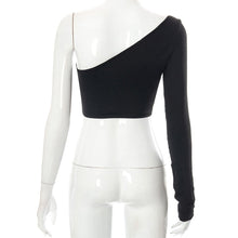 Load image into Gallery viewer, Summer Sexy Fashion Hollow Corset Shirt One-shoulder Single Sleeve Lowcut Short Cropped Navel Top
