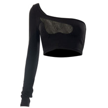 Load image into Gallery viewer, Summer Sexy Fashion Hollow Corset Shirt One-shoulder Single Sleeve Lowcut Short Cropped Navel Top
