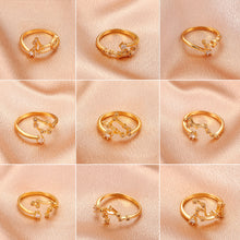 Load image into Gallery viewer, Fashion Simple Zodiac Rings Creative Zircon Adjustable Copper Rings Jewelry Accessories Gift for Women
