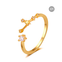 Load image into Gallery viewer, Fashion Simple Zodiac Rings Creative Zircon Adjustable Copper Rings Jewelry Accessories Gift for Women
