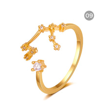 Load image into Gallery viewer, Fashion Simple Zodiac Rings Creative Zircon Adjustable Copper Rings Jewelry Accessories Gift for Women
