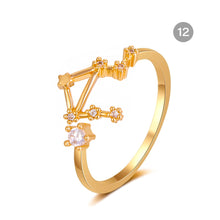 Load image into Gallery viewer, Fashion Simple Zodiac Rings Creative Zircon Adjustable Copper Rings Jewelry Accessories Gift for Women
